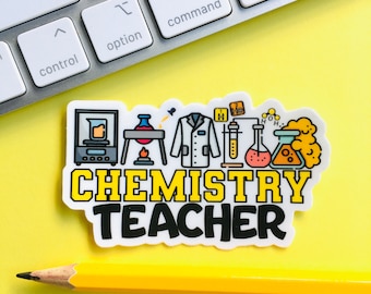 Pegatina para profesor de química: Vinilo adhesivo impermeable para ciencias.