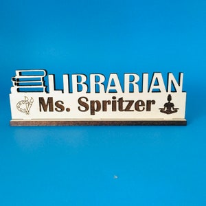 図書館員の名前サイン、本好きの方へのデスク用文房具、図書館の先生への贈り物、図書館の本のための図書館員デスク装飾