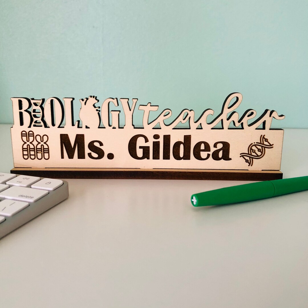 Biology Teacher Desk Plaque Personalized Wood Sign for Biology Etsy