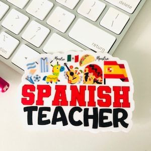 Espagnol professeur autocollant ordinateur portable espagnol professeur cadeau pour son drapeau espagnol autocollant Argentine autocollant Mexique Taco DecalClassroom Decor espagnol