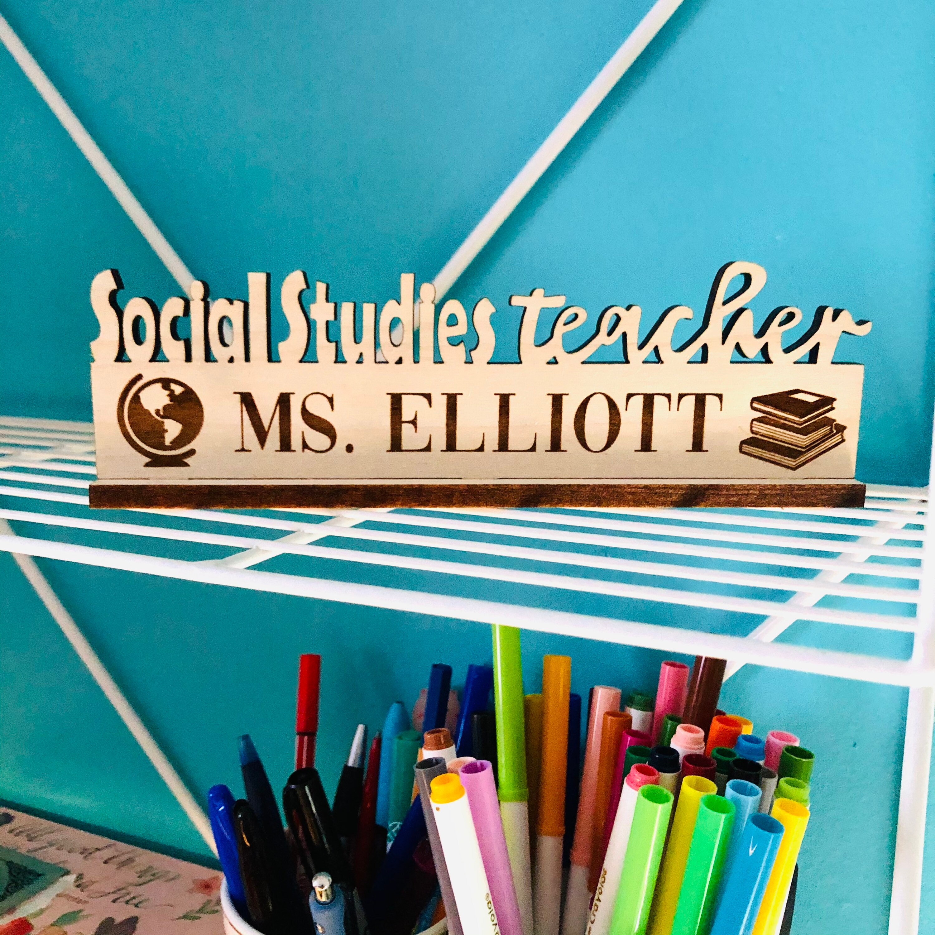 Teacher Name Sign for Social Studies Teacher Custom Wood Sign Etsy