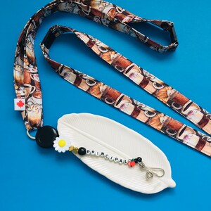 Principal Lanyard Coffee Keyholder Principal Gift for Her Retractable Badge Holder Lanyard Keys School Principal Appreciation Gift