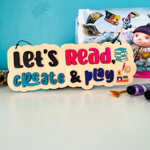 Biblioteca signo sala de juegos decoración de la pared niños habitación arte guardería maestro regalo para su guardería pared decoración niños sala de juegos signo para el regalo de los niños