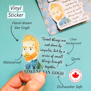 Sticker professeur d'art Vincent Van Gogh cadeau pour elle artiste sticker Mug cadeau pour lui art étudiant cadeau Sticker fenêtre voiture autocollant InspirationalQuote
