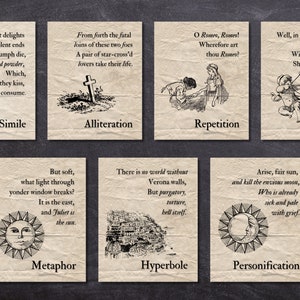 Romeo and Juliet Figures of Speech Example Posters | Figurative Language | High School English | Shakespeare | Similes, Metaphors, and More!