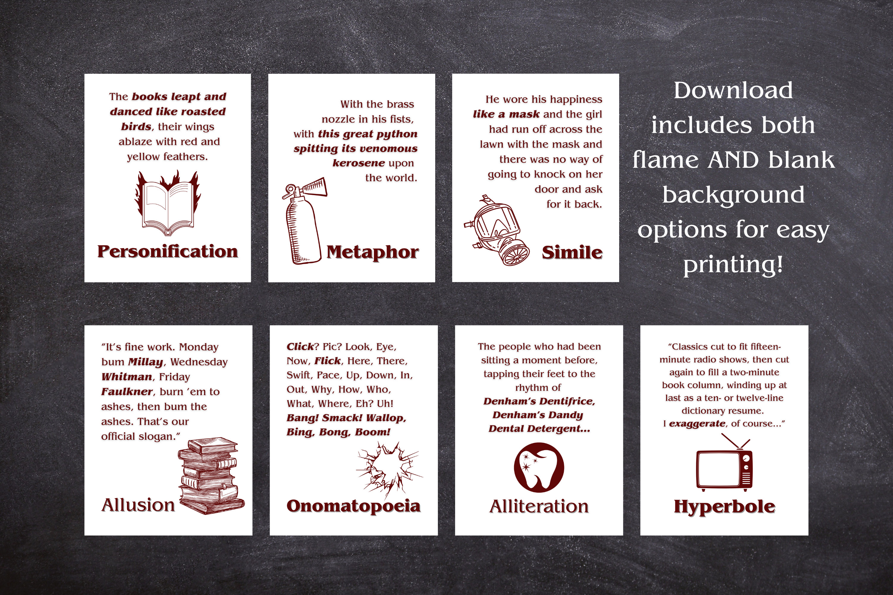 Fahrenheit 451 Figures of Speech Example Posters Figurative Language