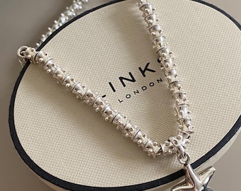 Beautiful Links of London Allsorts tube bead toggle necklace with star charm, Sterling Silver, Assay hallmarked, Genuine, Boxed