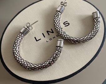 Very rare vintage Links of London snake sterling silver hoop earrings in box, Genuine