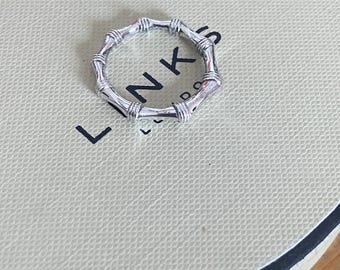 Genuine Links of London Bamboo Ring, Sterling Silver, Size L, Lovely Condition