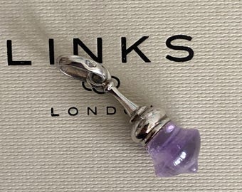 Beautiful very rare hallmarked Links of London sterling silver and Amythest stone anoushka dome charm, genuine