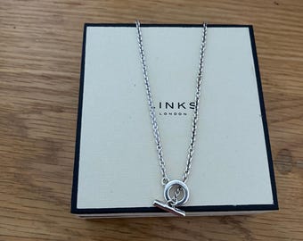Beautiful Links of London Toggle Necklace, Sterling Silver, 925, with box