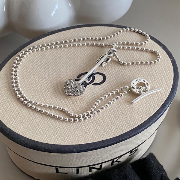 Zeer zeldzame Links of London sterlingzilver en topaas Lovestruck pave-hangerketting, met doos