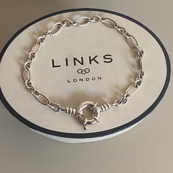 Beautiful and Rare Links of London Belcher-schakelarmband met Senorita-sluiting, sterlingzilver