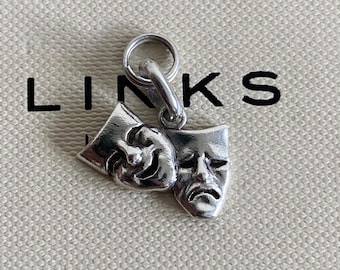 Very rare Links of London sterling silver theatre mask charm, Genuine, Assay hallmarked