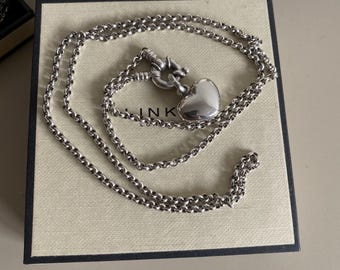 Genuine LINKS OF LONDON Sterling Silver Hallmarked Belcher Necklace With heart charm, Boxed