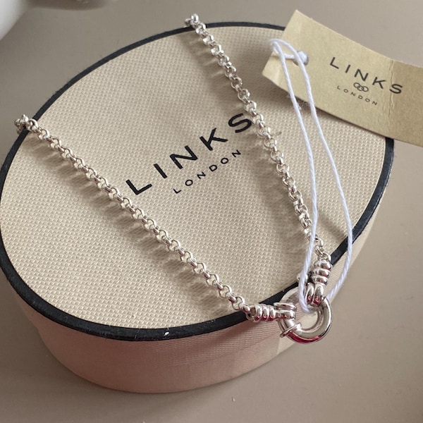 Nieuw met label Echte LINKS OF LONDON sterlingzilveren gestempelde belcher-ketting met doos, 16"