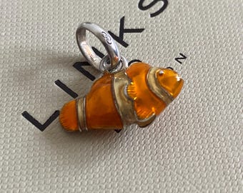Rare Links of London Clown Fish Charm, Nemo fish, Sterling silver and enamel, Like new