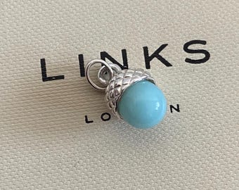 Gorgeous Links of London Sterling Silver and amozonite stone Love Note Acorn Charm Pendant, Vintage, Like new, Genuine