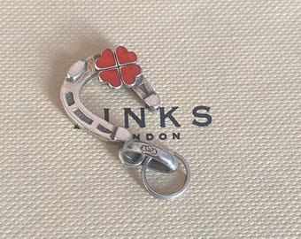 Genuine Links Of London Sterling Silver Lucky HorseShoe With Four Leaf Clover Charm Vintage