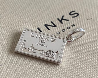 Very Rare Beautiful Links of London sterling silver postcard charm, Genuine, Assay hallmarked, New condition