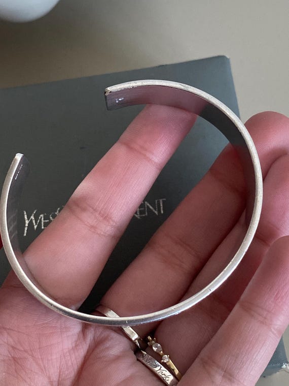 Very Rare solid silver YSL cuff bangle, Genuine, … - image 12