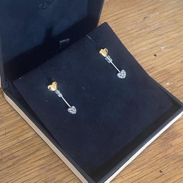 Prachtige en zeer zeldzame Links of London Sapphire Lovestruck-druppeloorbellen, sterlingzilver, gemerkt, gestempeld, in doos