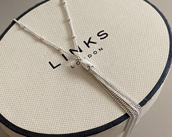 New Links of London beaded Raindance Necklace with Tassel, Sterling silver, Hallmarked, boxed