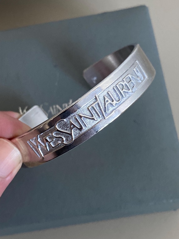 Very Rare solid silver YSL cuff bangle, Genuine, … - image 9