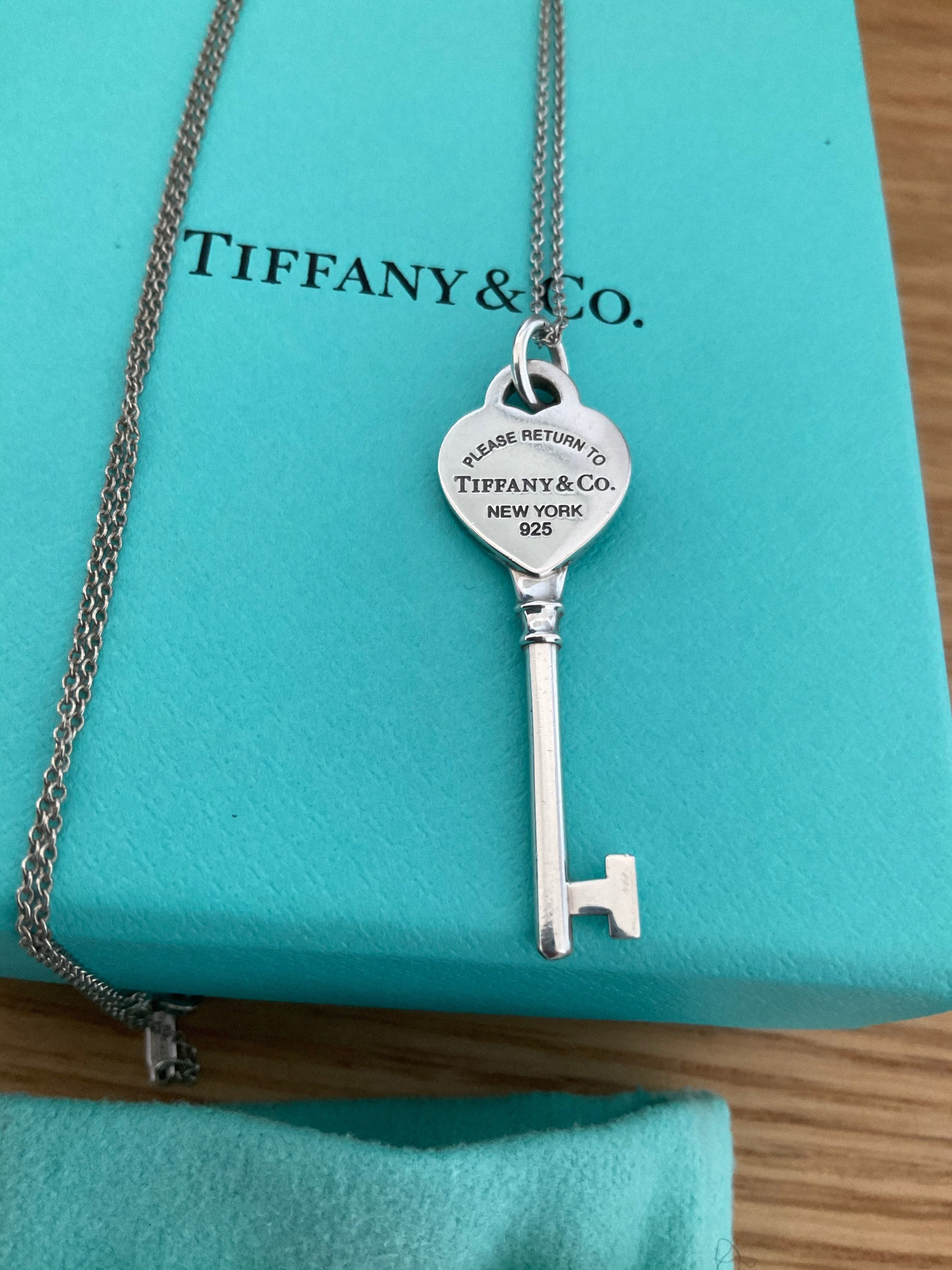 Beautiful Rare Heart Key Tiffany and Co sterling silver necklace