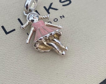 Genuine Links Of London Sterling Silver little girl with dress and moving legs charm, Rag doll, super cute!
