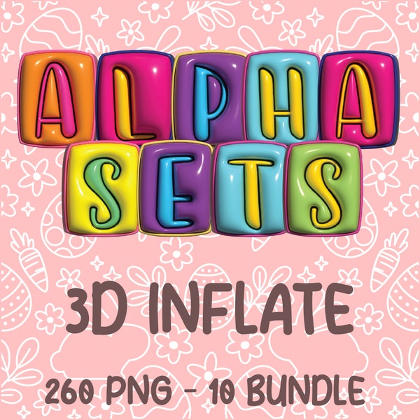 Alphabet Set, 3D Inflated Alphabet Set, 3D Inflated PNG, Easter Alphabet, 3D Alpha PNG, Clipart, Digital Download