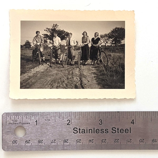 Vintage photo, group of cyclists, circa 1930s