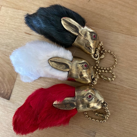 Red Eyed Lucky Rabbit Foot Keychain - Etsy