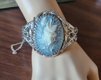 1 Vintage Blue Rose Cameo Bracelet