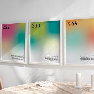 Angel Number Print Set | Digital Download, Minimalist Printable Spiritual Poster | GRADIENT