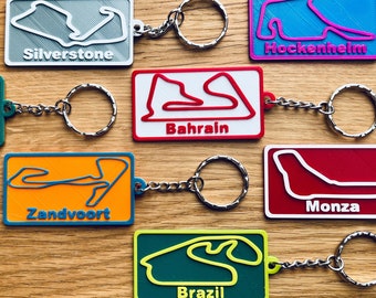 Personalised F1 Track Keyring - 3D Printed Formula 1 Memorabilia