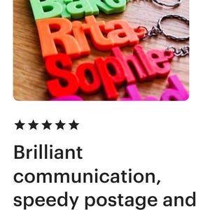 Personalised keyring - Keyring - 3d Printed - Name tag - Gifts for Her - Gifts for Him - Party Bag Fillers - Name Tags - Party favours - Tag image 5