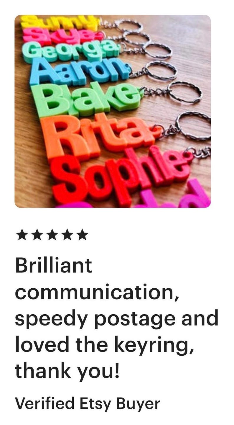 Personalised keyring - Keyring - 3d Printed - Name tag - Gifts for Her - Gifts for Him - Party Bag Fillers - Name Tags - Party favours - Tag image 5
