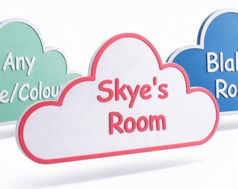 Personalised 3D Printed Cloud Door Sign – Custom Name & Colours