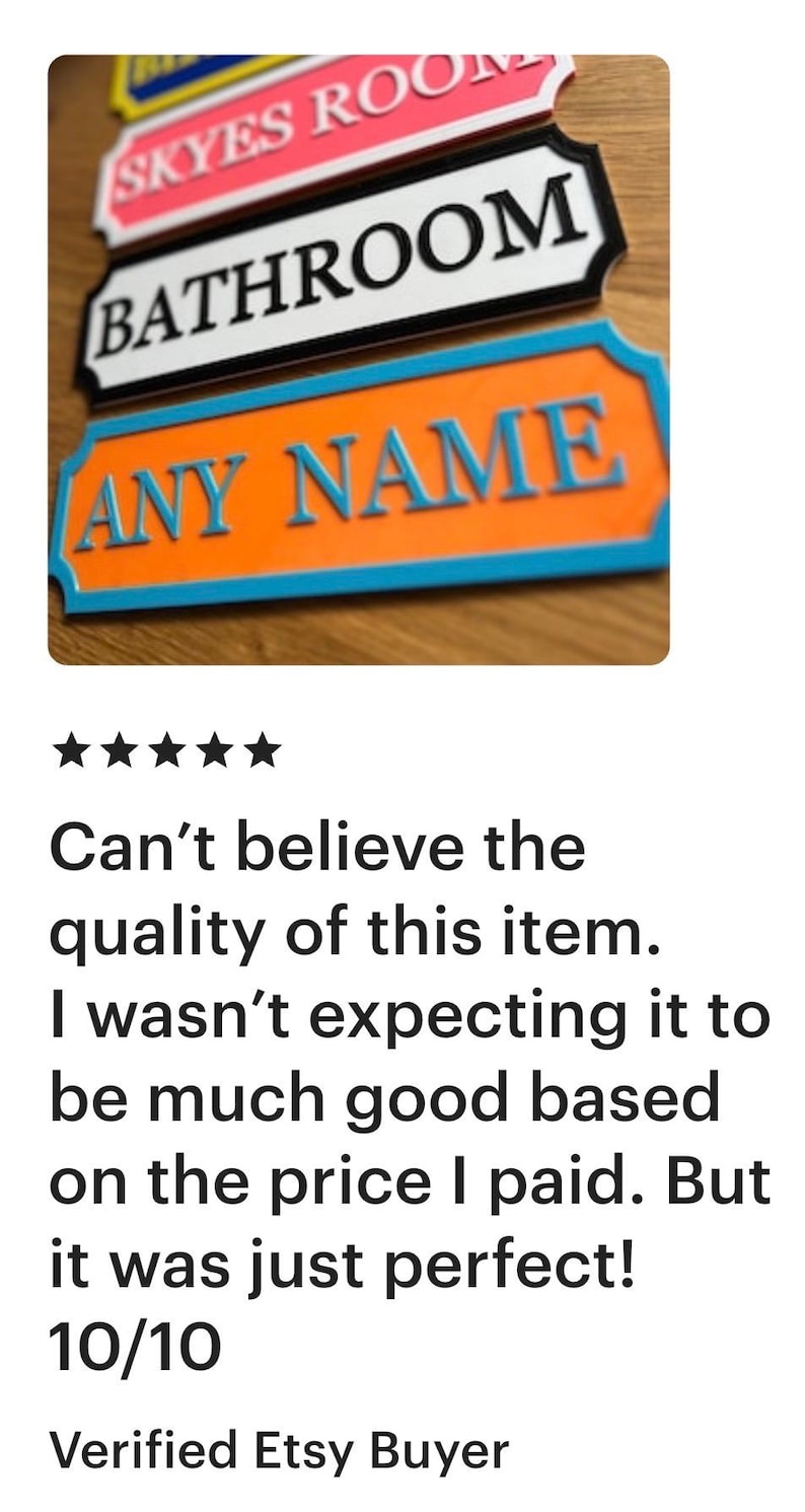 Personalised Name Sign - Door Sign - Name sign - Any Colour - Any Name - Name Plaque - 3d Printed - custom name sign - bedroom door sign image 8