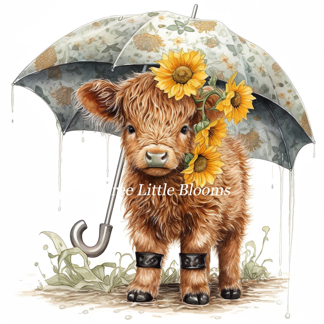 Highland Cow Sunflowers PNG Sublimation Design Digital Download ...
