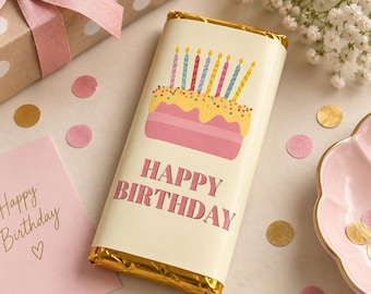 Incarto personalizzato per tavoletta di cioccolato per compleanno, regalo di buon compleanno, incarto per cioccolato con nome personalizzato, regalo di compleanno per lei