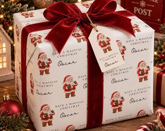 Personalised Santa Wrapping Paper, A3 Custom Name Gift Wrap, Father Christmas Paper for Kids