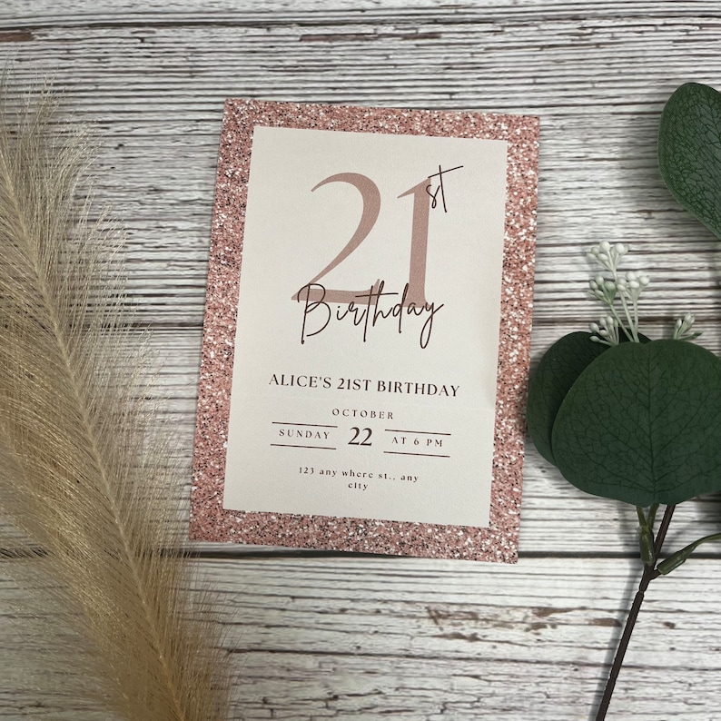 Birthday Party Invitations Personalised Any Age 21st Glam Invite