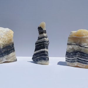 Beautiful Large Golden Banded Zebra Calcite from Mexico | Rare Find | Free Gift with Purchase | Quantity :1