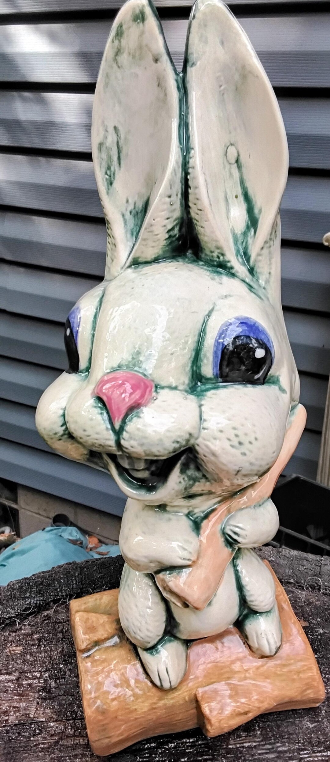 Hand Poured Vintage Bunny, Hand Painted Rabbit Figurine - Etsy