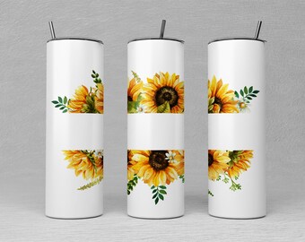 Sunflower Tumbler Design: Personalized Sublimation Wrap (PNG Digital Download)