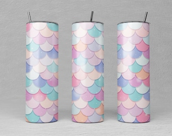 Mermaid Scale Tumbler Wrap: 20oz Skinny Tumbler Design (PNG Digital Download)