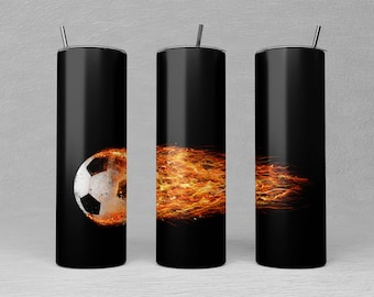 Soccer Tumbler Sublimation Design: 20oz Skinny Wrap (PNG)