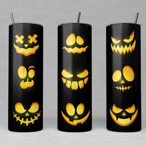 Pumpkin Tumbler Sublimation: Spooky Halloween Wrap (PNG Digital Download)